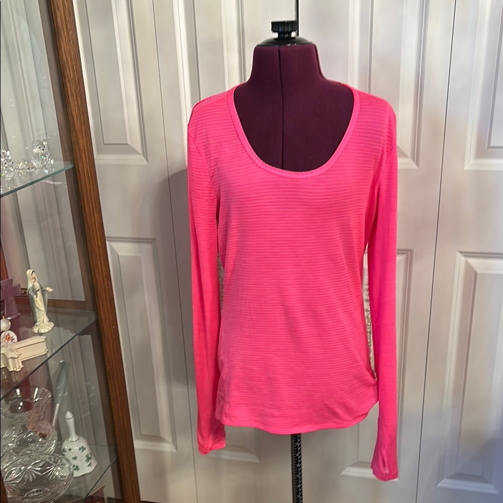 Athleta Pink Fitted Long Sleeve Blouse